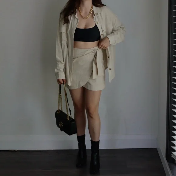 ASOS Linen Beige Button Up - Picture 4 of 5